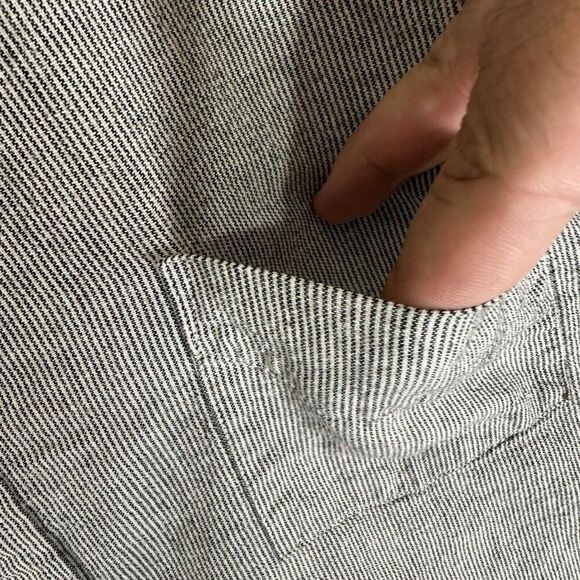 Lucky Brand Shirt Mens 2XL Grey Striped Slim Fit Long Sleeve Casual Pocket Adult - Picture 3 of 6